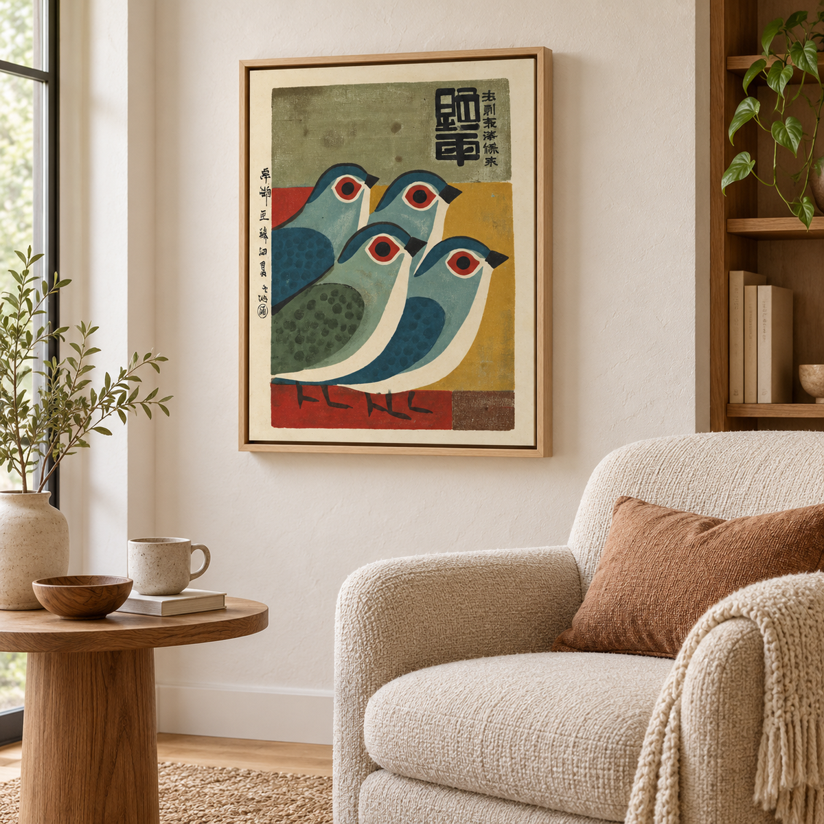 Vintage Japanese Style Birds Canvas Wall Art