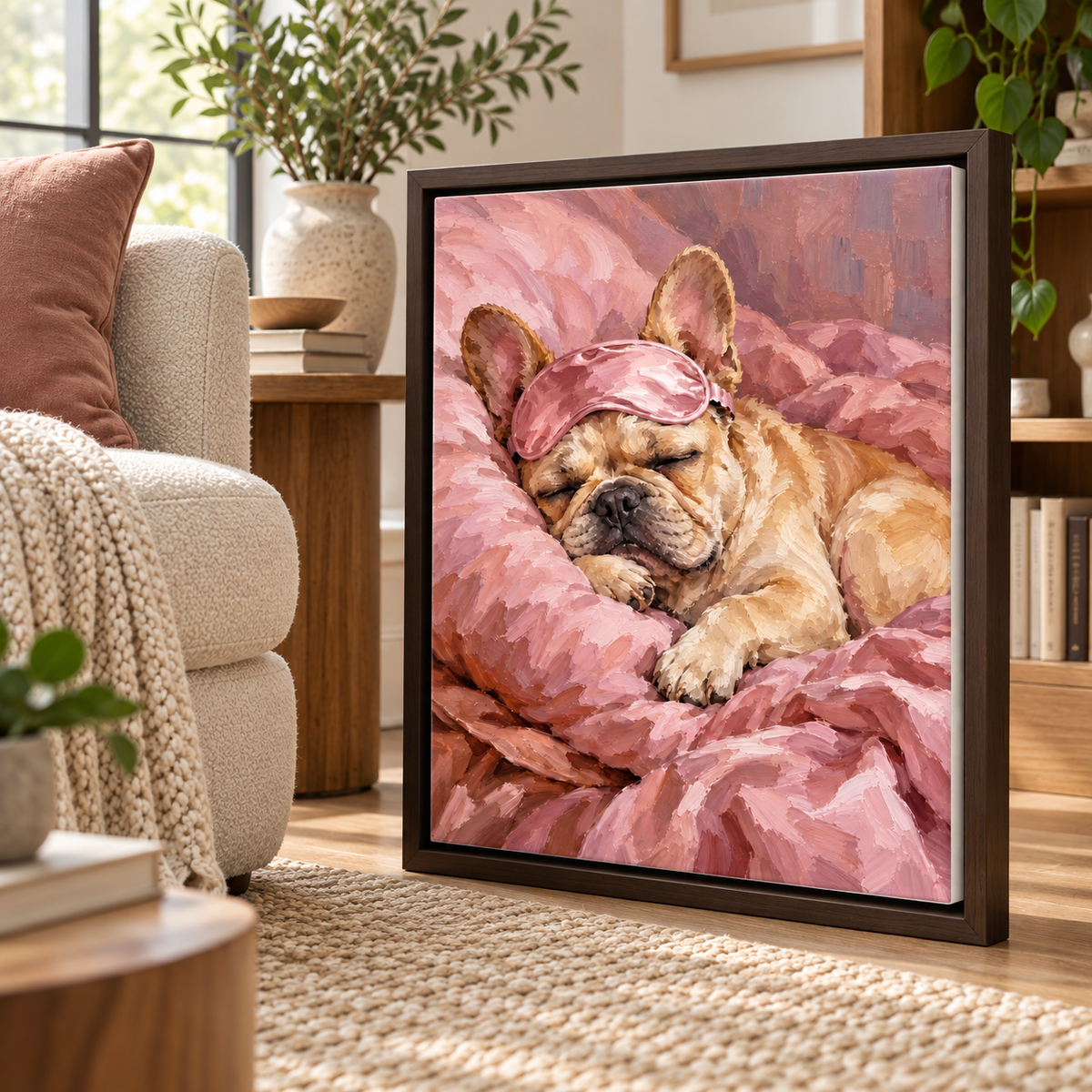 Custom Pet Portrait Pink Sleep Mask Canvas Wall Art - personalized canvas detail 7