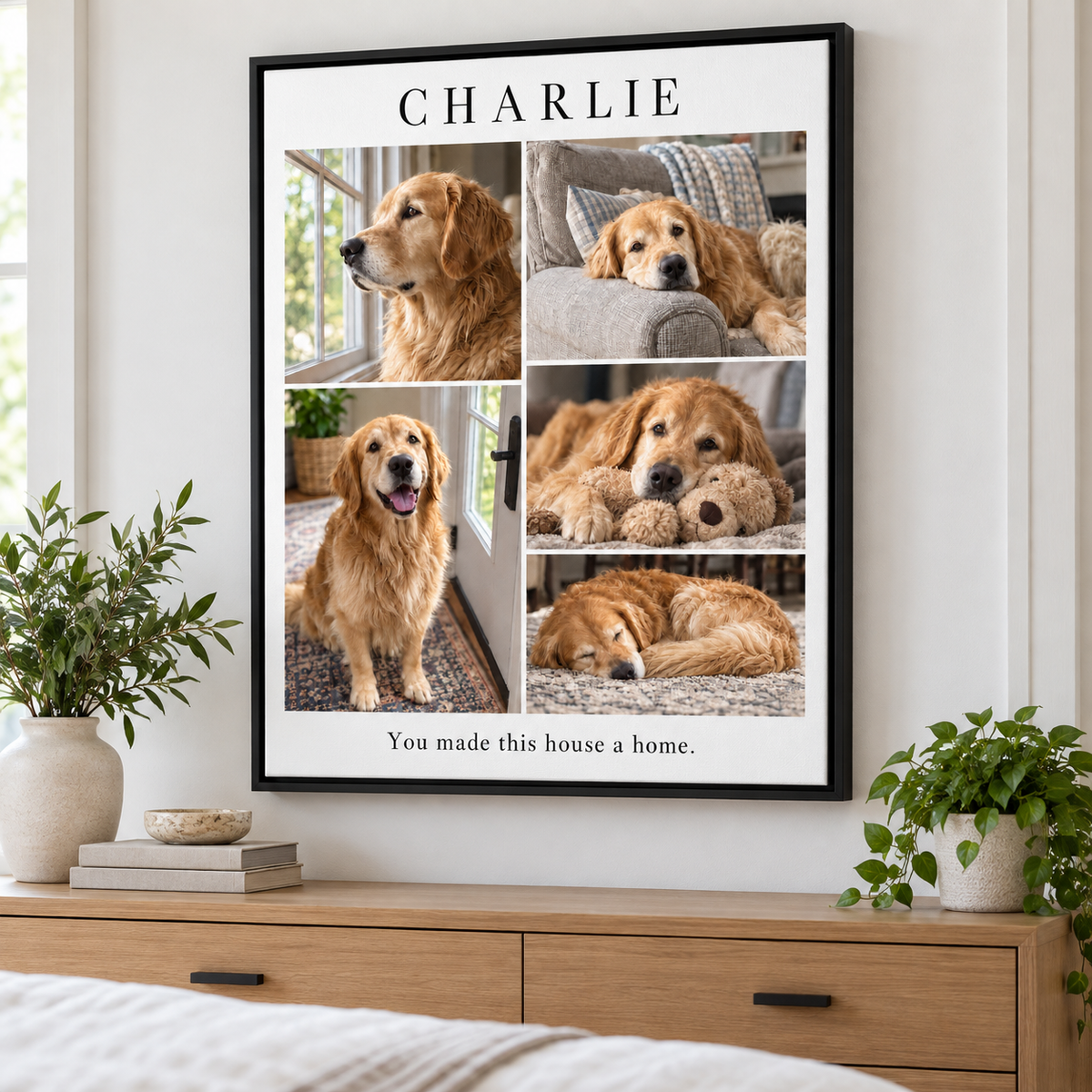 Custom Pet Memorial Photo Collage Canvas Wall Art - framed canvas mockup