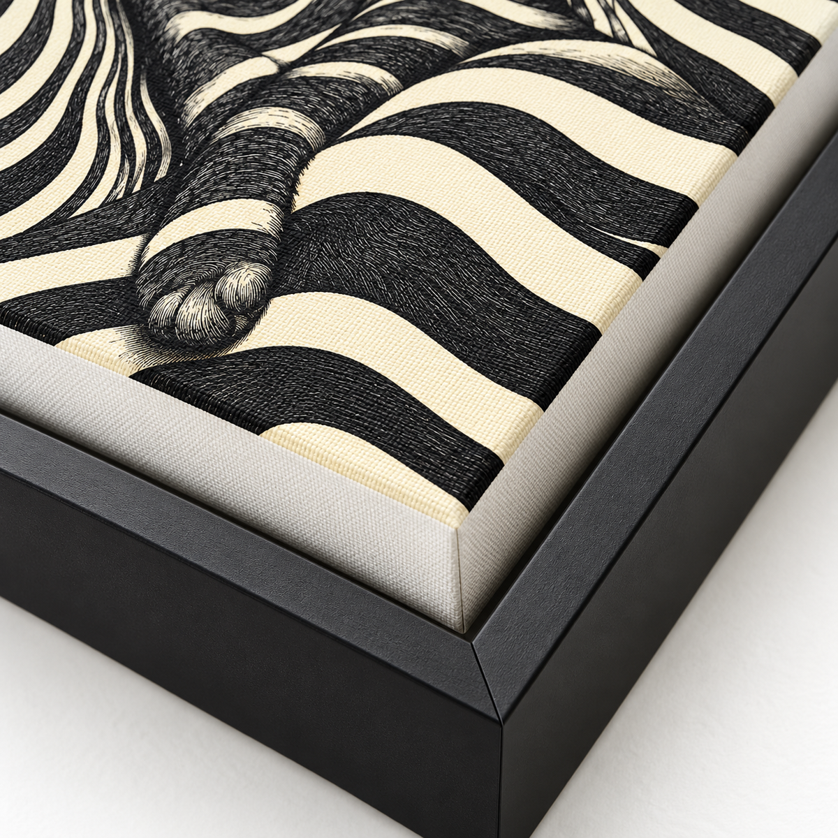 Black Cat Optical Illusion Striped Canvas Wall Art - canvas detail view 9