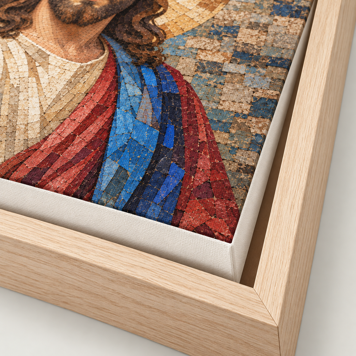 Jesus Christ Blue and Gold Mosaic Canvas Wall Art - canvas detail view 10