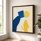 Blue and Yellow Abstract Figure Canvas Wall Art