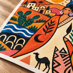 Boho Desert Woman Sun and Moon Canvas Wall Art - canvas detail view 12