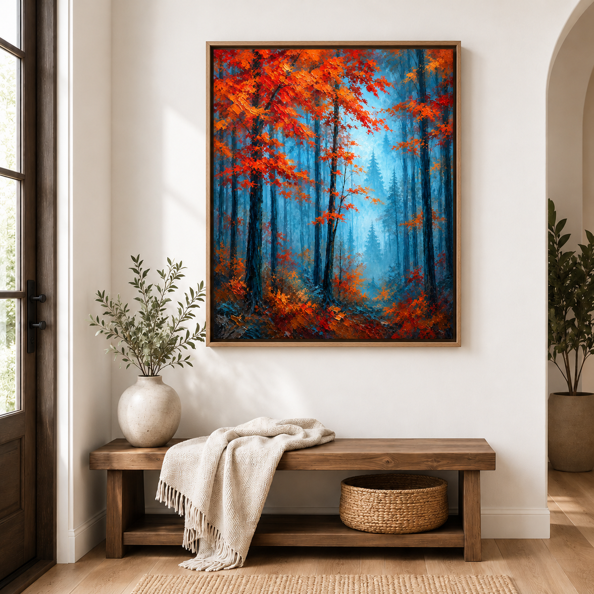 Orange Autumn Forest Canvas Wall Art