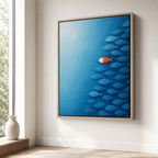 Orange Fish in Blue School Canvas Wall Art