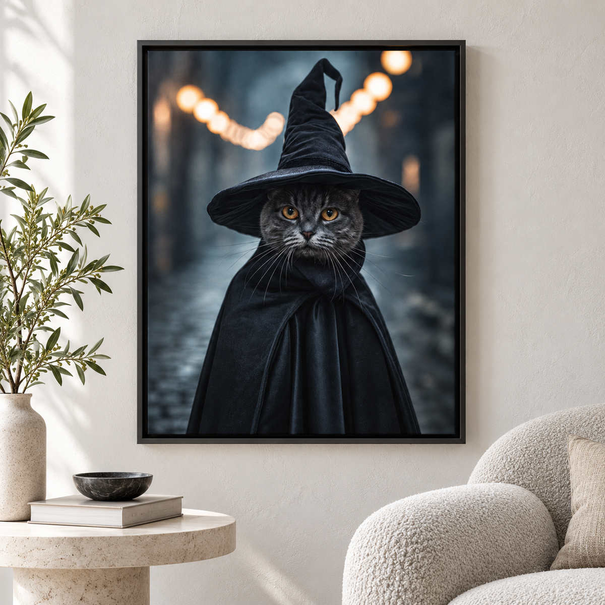 Custom Witch Hat Pet Portrait Canvas Wall Art - personalized canvas detail 4