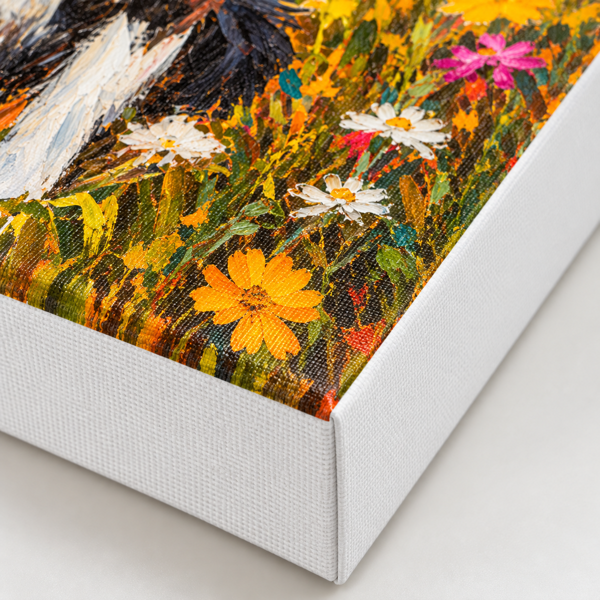 Custom Pet Portrait Wildflower Sunset Canvas Wall Art - personalized canvas detail 9