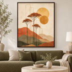 Boho Terracotta Tree Landscape Canvas Wall Art - canvas detail view 7
