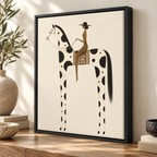Minimalist Woman Riding Spotted Horse Canvas Wall Art - canvas detail view 4