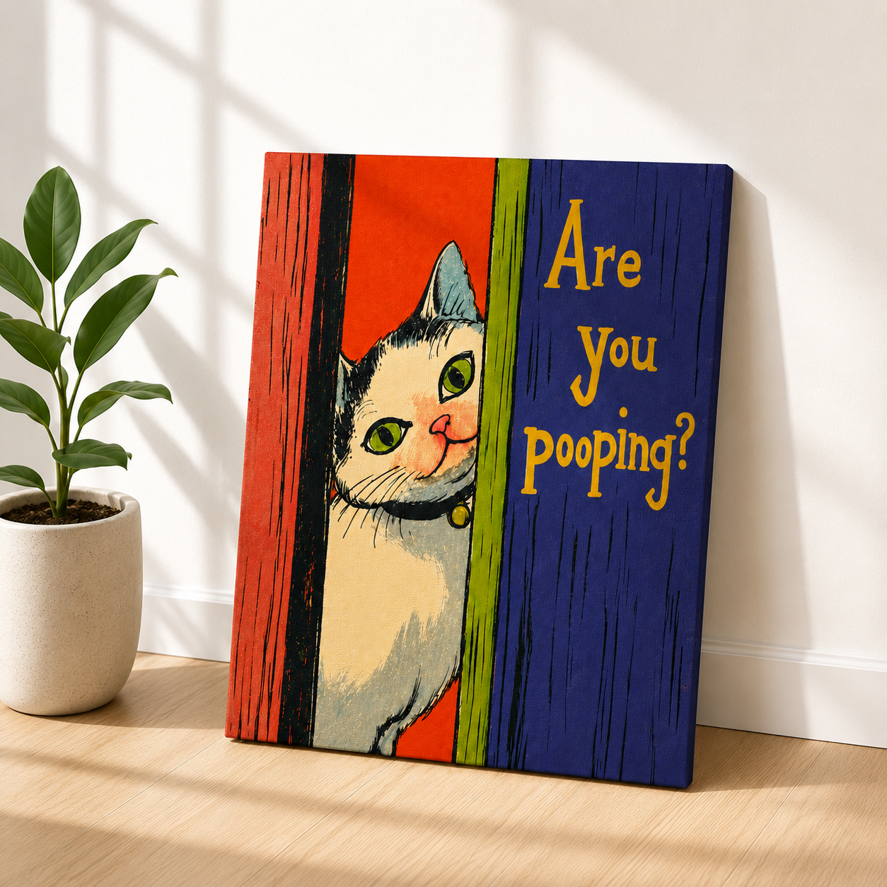 Are You Pooping Cat Canvas Wall Art Aura Canvas