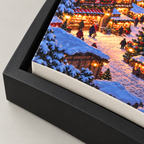 Snowy Alpine Christmas Market Village Canvas Wall Art - canvas detail view 8