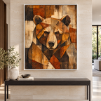 Rustic Geometric Bear Portrait Canvas Wall Art - canvas detail view 7