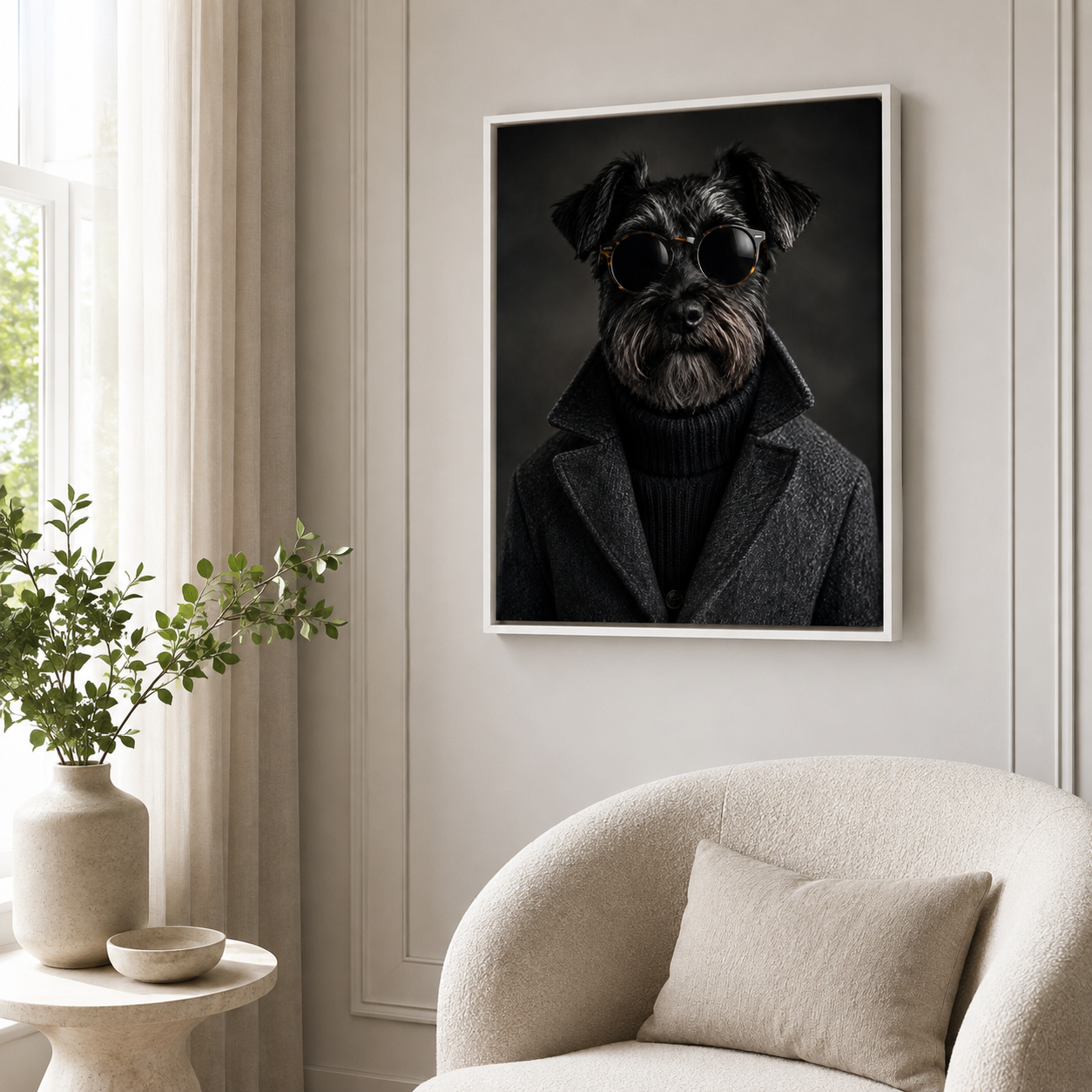 Custom Stylish Dog Portrait Canvas Wall Art