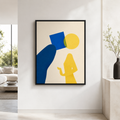 Blue and Yellow Abstract Figure Canvas Wall Art