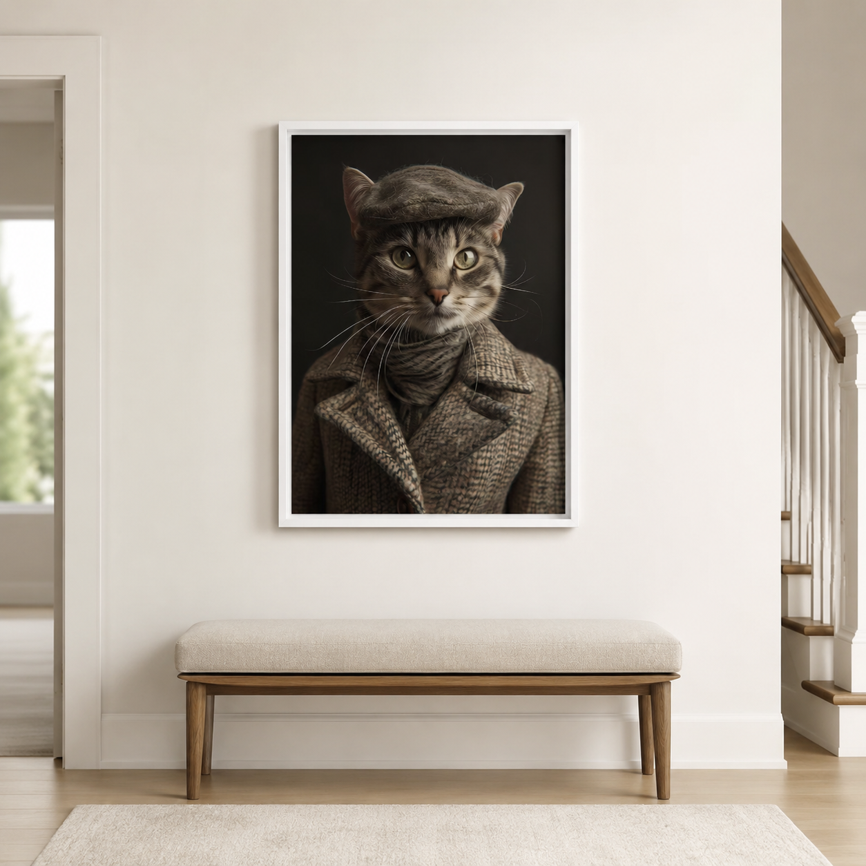 Custom Gentleman Cat Portrait Canvas Aura Canvas