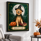 Custom Moonlit Wizard Pet Portrait Canvas Wall Art - personalized canvas detail 5