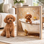 Custom Pet Portrait Bubble Bath Canvas Wall Art - personalized canvas preview