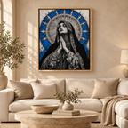 Blue Madonna Prayer Canvas Wall Art - lifestyle room mockup