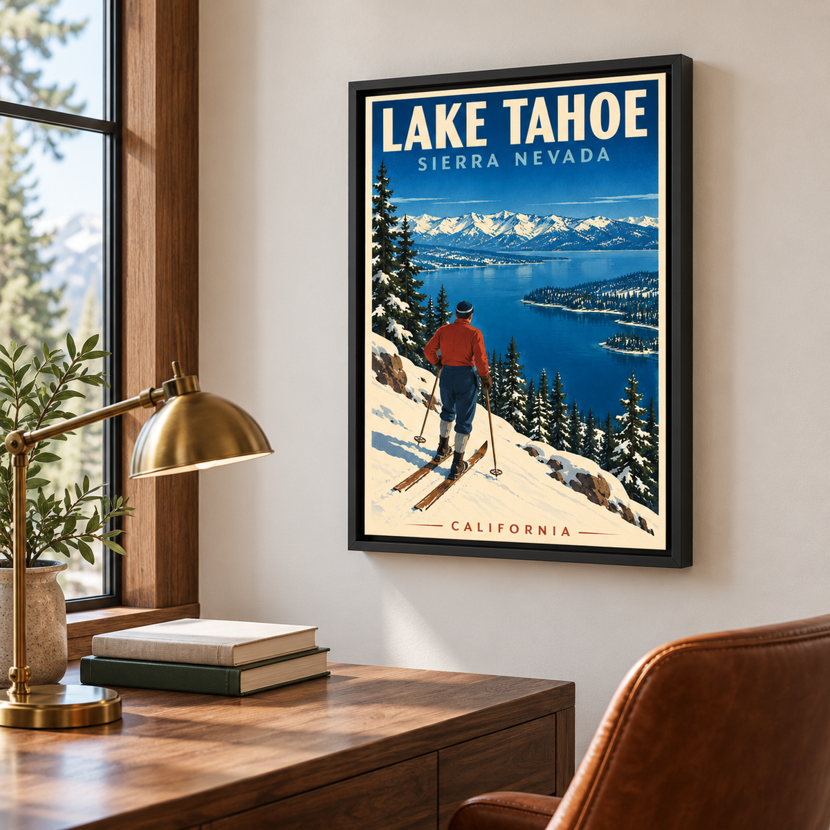 Lake Tahoe Vintage Ski Canvas Wall Art - canvas artwork view 4