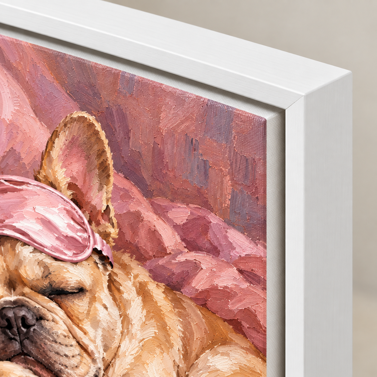 Custom Pet Portrait Pink Sleep Mask Canvas Wall Art - personalized canvas detail 11