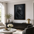 Custom Moody Gray Cat Portrait Canvas Wall Art