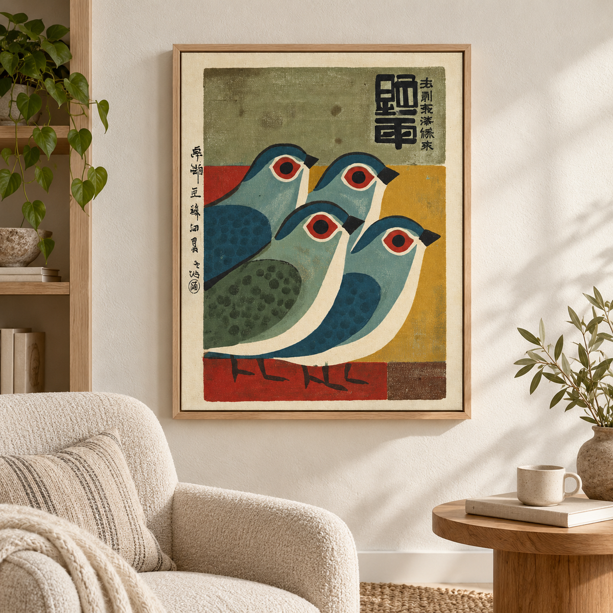 Vintage Japanese Style Birds Canvas Wall Art