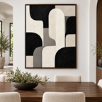 Black Cream and Gray Organic Shapes Canvas Wall Art