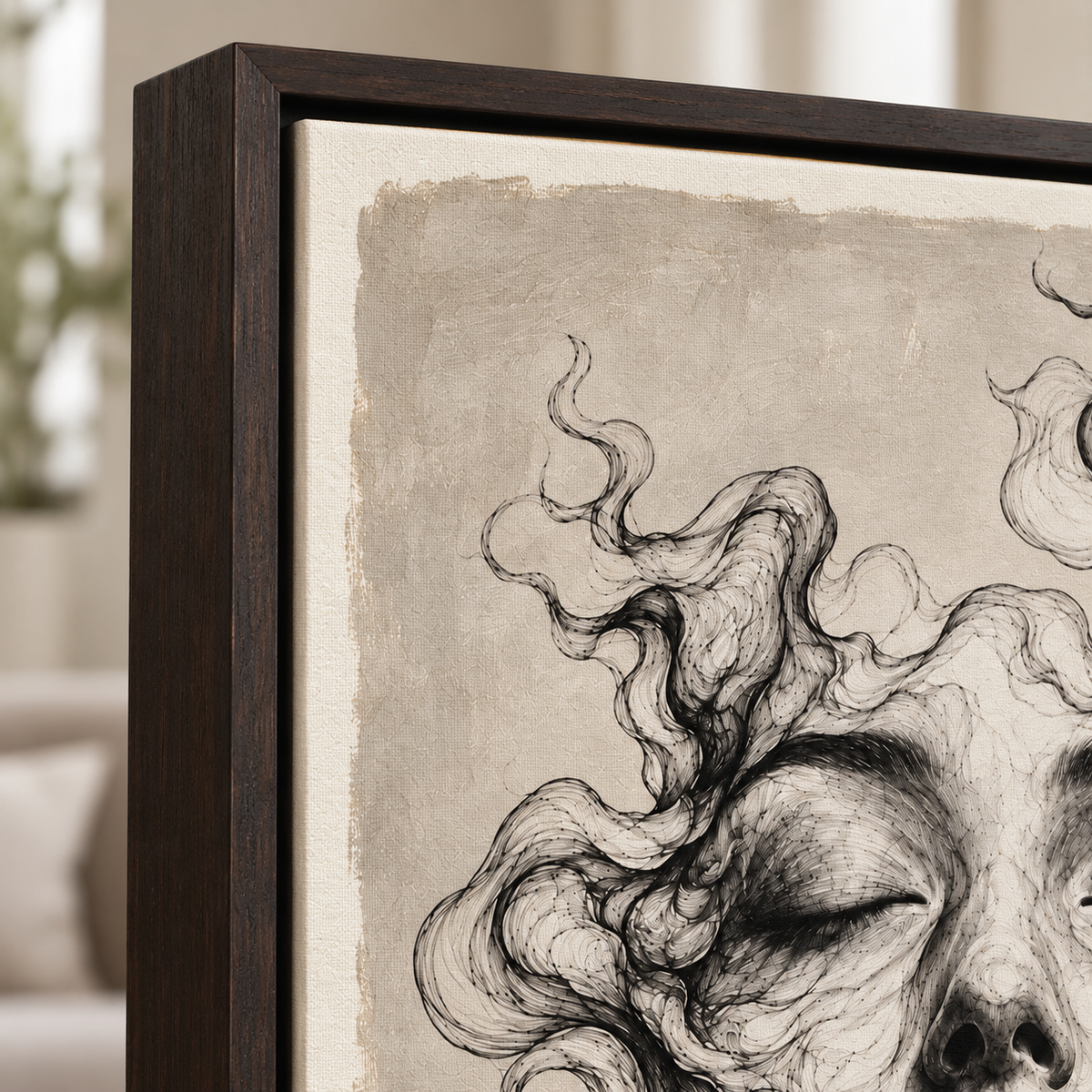 Surreal Woman Portrait Neutral Canvas Wall Art