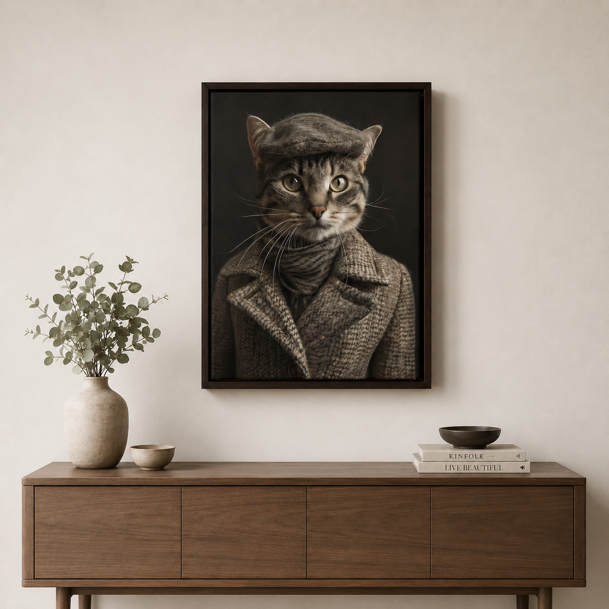 Custom Gentleman Cat Portrait Canvas Aura Canvas