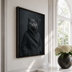 Custom Moody Gray Cat Portrait Canvas Wall Art