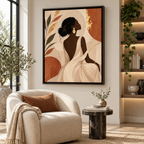Elegant Boho Woman Portrait Canvas Wall Art