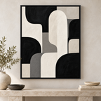 Black Cream and Gray Organic Shapes Canvas Wall Art