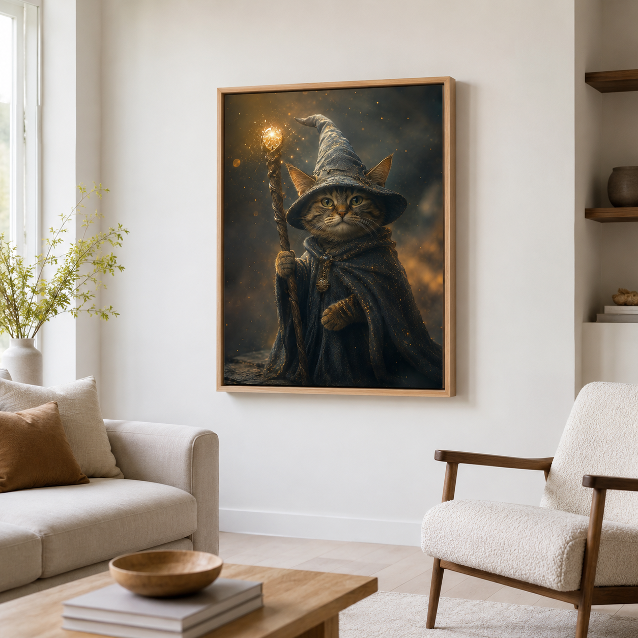Custom Magical Wizard Pet Portrait Canvas Wall Art