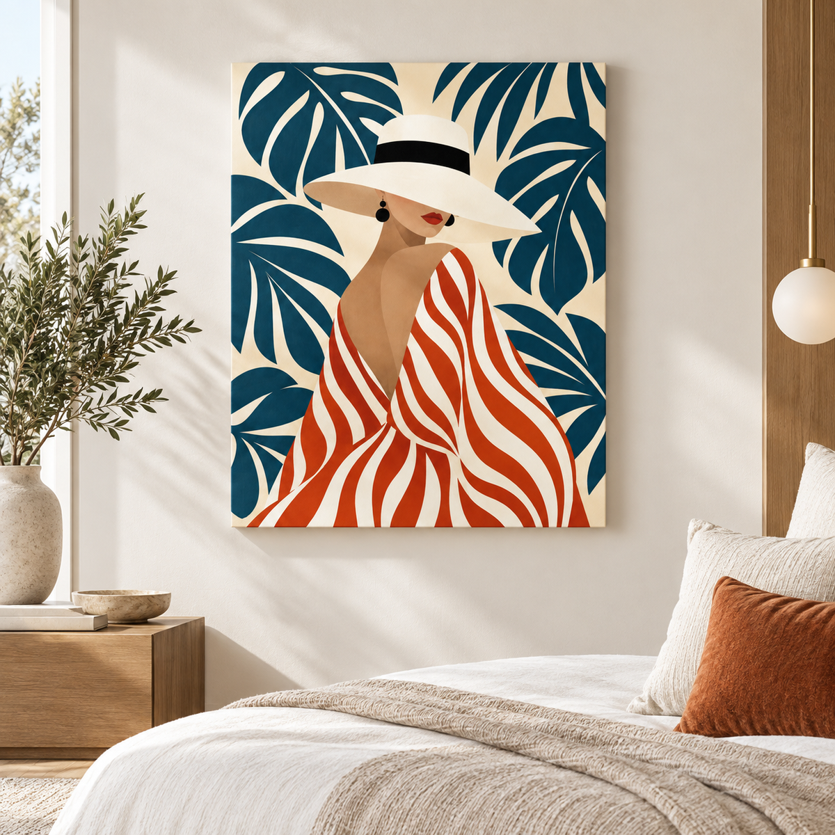 Tropical Fashion Woman Canvas Wall Art