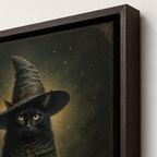 Custom Black Cat Witch Portrait Canvas Wall Art
