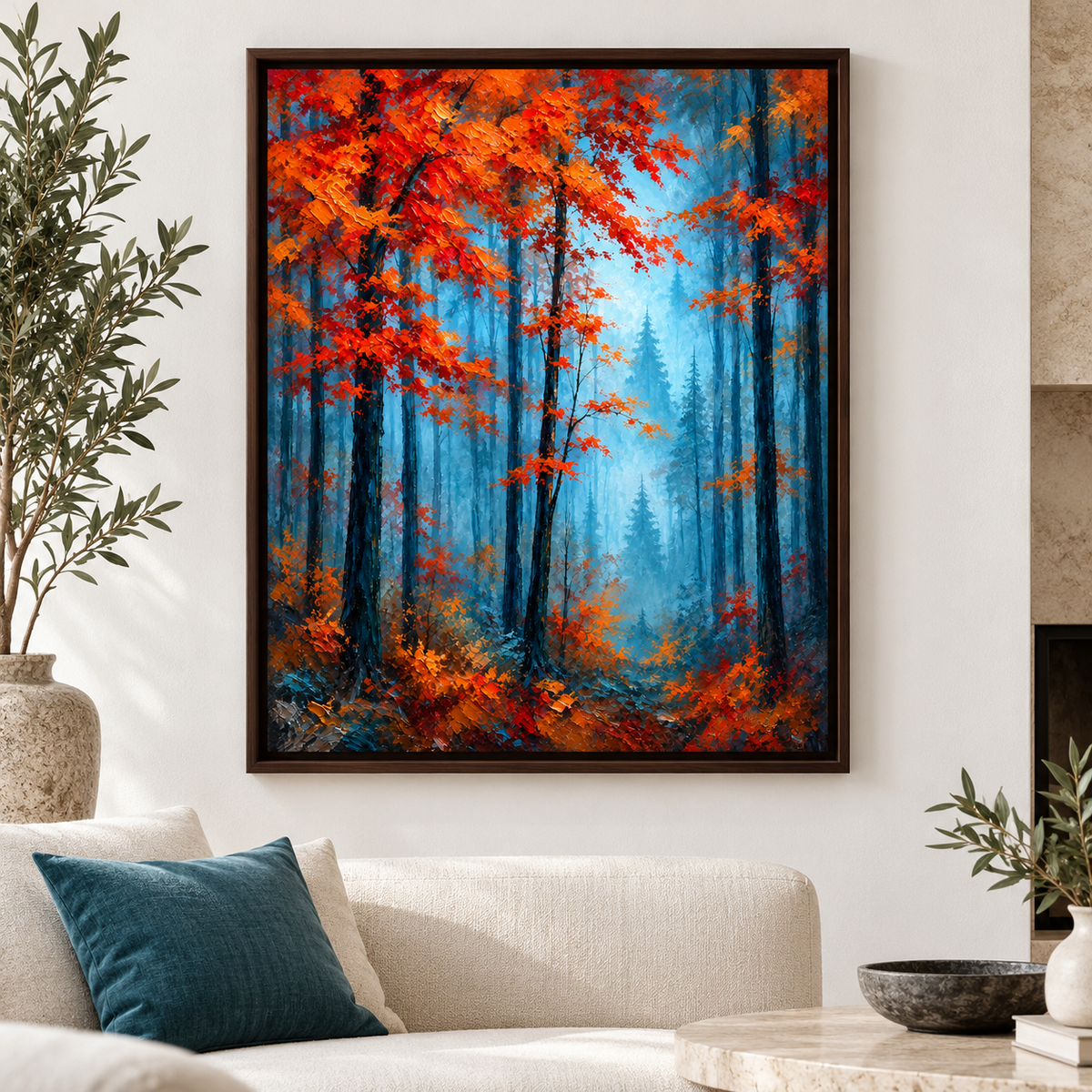 Orange Autumn Forest Canvas Wall Art