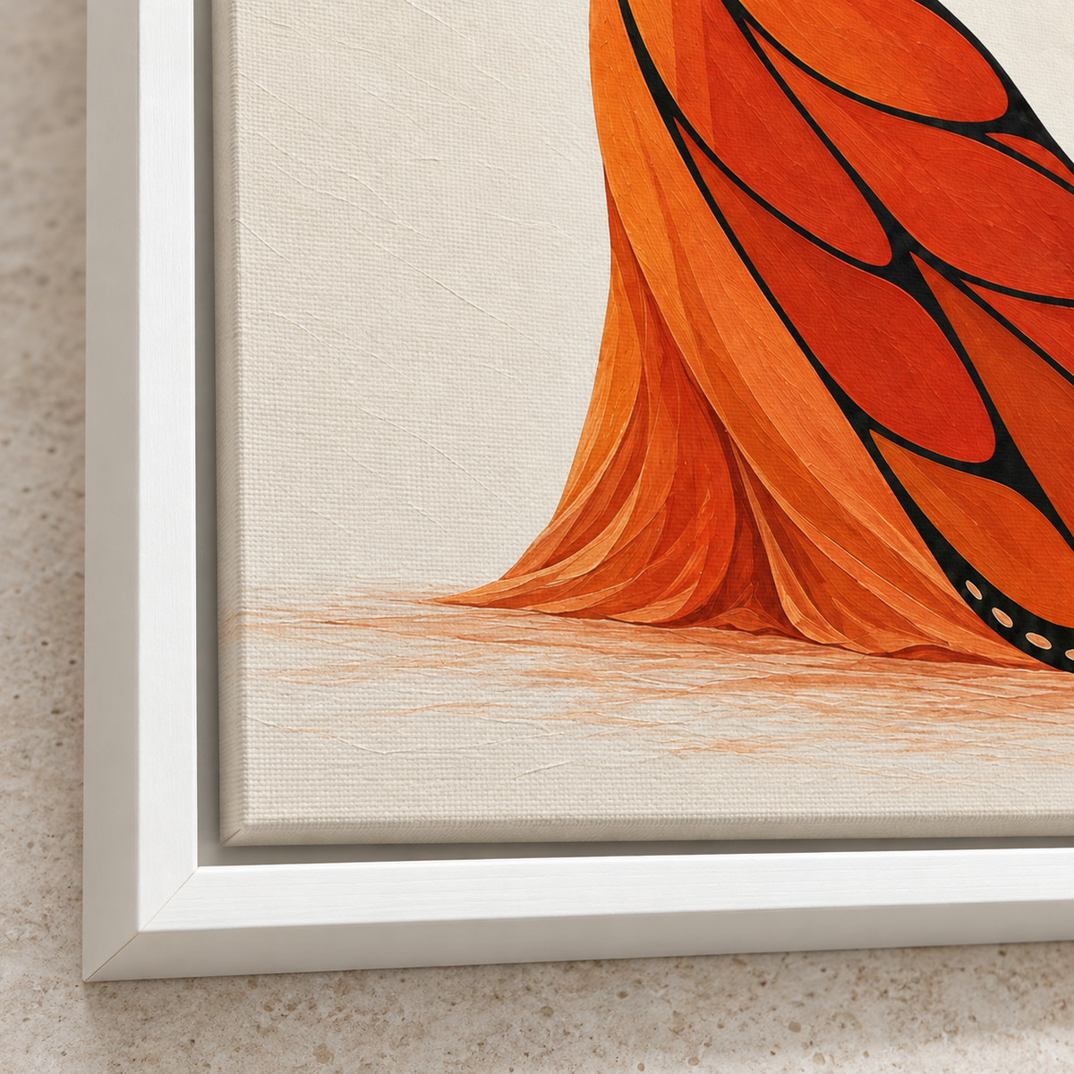 Orange Butterfly Dress Woman Canvas Wall Art