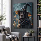 Custom Ember Glow Witch Pet Portrait Canvas Wall Art - personalized canvas detail 8