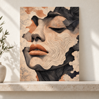 Abstract Woman Face Contour Line Canvas Wall Art - canvas detail view 4