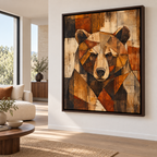 Rustic Geometric Bear Portrait Canvas Wall Art - canvas detail view 8