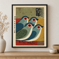 Vintage Japanese Style Birds Canvas Wall Art