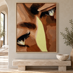 Expressive Woman Eyes Earth Tone Canvas Wall Art