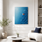 Orange Fish in Blue School Canvas Wall Art