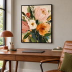 Blush Pink and Apricot Floral Canvas Wall Art