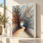 Abstract Forest Path Colorful Tree Canvas Wall Art - canvas detail view 6