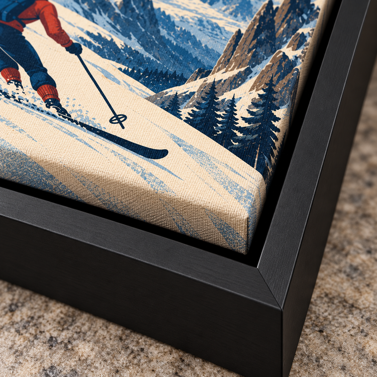 Mont-Tremblant Vintage Ski Canvas Wall Art - canvas close-up detail