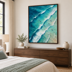 Turquoise Ocean Waves and Surfers Canvas Wall Art