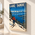 Lake Tahoe Vintage Ski Canvas Wall Art - canvas artwork view 5