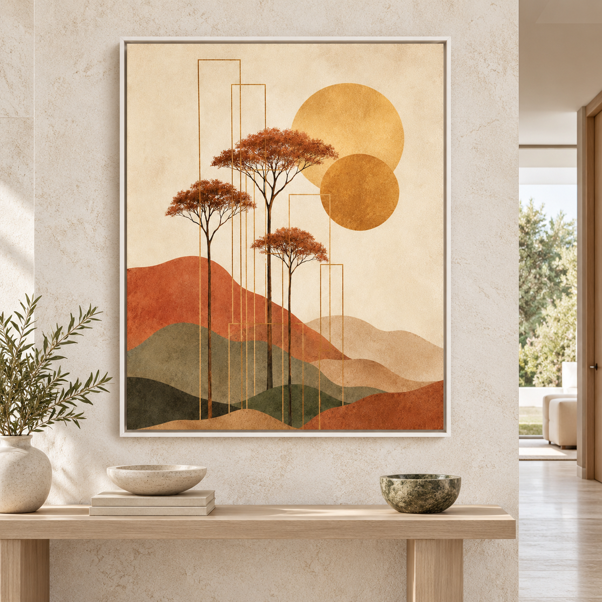 Boho Terracotta Tree Landscape Canvas Wall Art - canvas detail view 6
