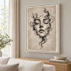 Surreal Woman Portrait Neutral Canvas Wall Art